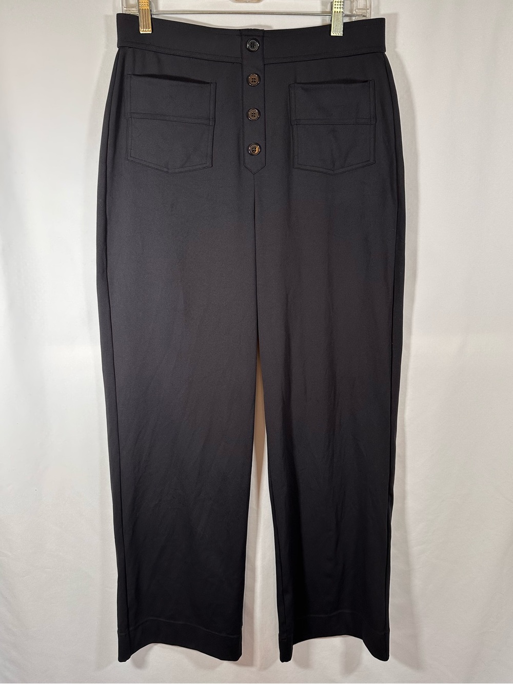 Halara DayStretch High Waisted Button Straight Leg Casual Work Pants Black Sz L